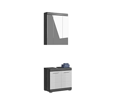 xonox.home Badezimmer Scout X06B2B08 2tlg. Kombination in Front weiß Hochglanz Korpus rauchsilber Nb.