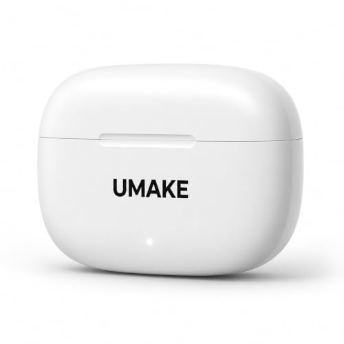 Image of Umake True Wireless Earbuds Bluetooth 5.4, Deep Bass Stereo Sound, ENC Noise Reduction Mic, Touch Controls, Fast Charging Case, IPX5 Water Resistant, TWS Earbuds for Android - White