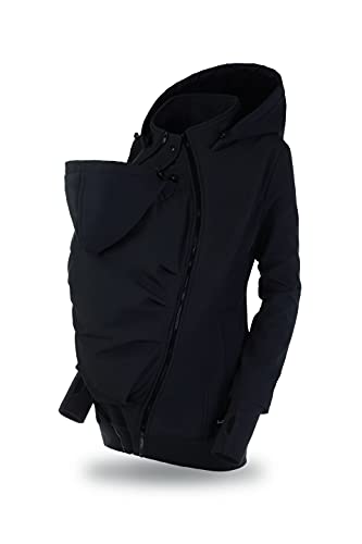 fun2bemum EVEREST BACK/FRONT Softshell Jacke,Tragejacke, Babytragejacke,Schwangerschaftsjacke SCHWARZ (S)