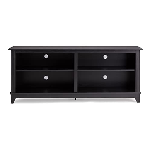 Rockpoint Tv Stand Storage Media Console For Tv's Up To 65 Inches 58" With 4 Storage Shelves, Midnight Black #TOP1
