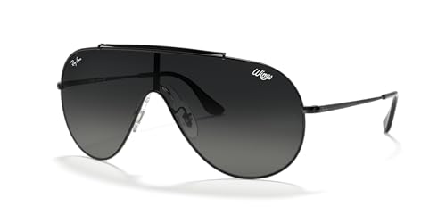 Ray-Ban Unisex RB3597 Wings Shield Sunglasses, Black/Grey Gradient Dark Grey, 33 mm