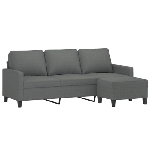 vidaXL Sofá 3 Plazas con Taburete, Gris Oscuro