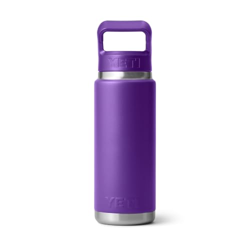 Image of YETI Rambler 26 oz Bottle, Vacuum Insulated, Stainless Steel with Color Matching Straw Cap