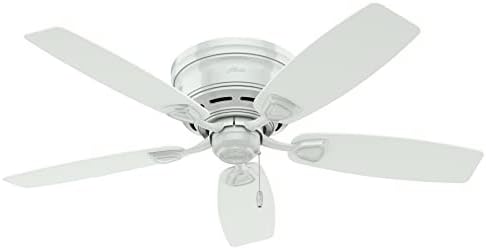 Hinter Fan 48" Outdoor Hugger Ceiling Fan in White with 5 White Plastic Blades (Renewed)