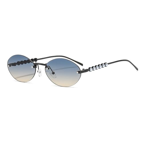 laureles Frameless Oval Sunglasses Women's Rimless Pearl Sunglasses Men Champange Gradient Goggles Female2