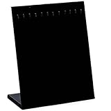 boxoon Soporte de exhibición de collares de 12 ganchos, en forma de L, soporte de terciopelo negro de 25 cm, base de madera, exhibición de joyas para collares y pulseras, proveedor o uso doméstico