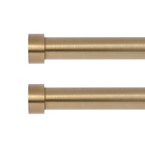 Olv 2 Pack Gold Rods For Window 28-48 Inch, Adjustable Single Window Curtain Rods With End Cap Design Finials,Drapery Rods Of Window Treatment,1 Inch Diameter,Warm Gold #TOP5