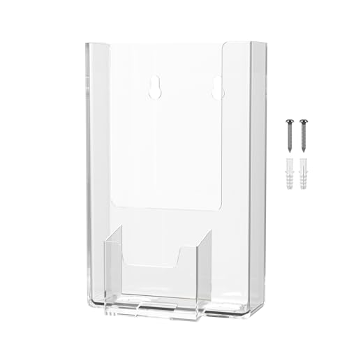 Marketing Holders 2 Pack Brochure Holder 4 Inch Rack Cards Display with 2" x 3.5" Business Card Slot TriFold Graphic Flyer Zoos Retail Sales Clear Acrylic Organizer