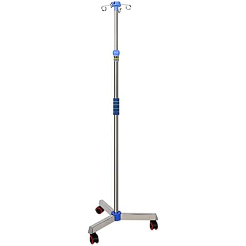 ZTGHS IV Pole with Wheels, Stainless Steel IV Drip Stand Infusion Holder Adjustable Height Infusion Stand IV Bag Holder with Hooks for Hospital Home Clinic,2 Hooks Cover