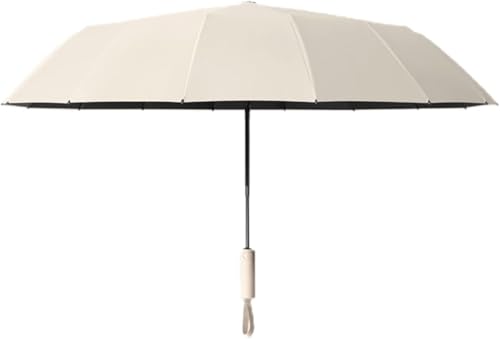 CNfhFRY paraguas, Paraguas de viaje plegable y resistente al viento, doble quilla 16 varillas que se abren cierran automáticamente, protección contra rayos ultravioleta(White)