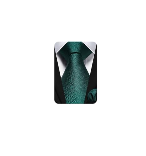 Image of HISDERN Ties for Men Solid Houndstooth Neckties Handkerchief Formal Business Tie & Pocket Square Set Wedding Party