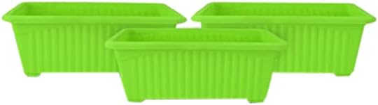 GARDENS NEED Plastic Jupiter Rectangular Planter Set (14-inch, Lemon Green) - 3 Pieces