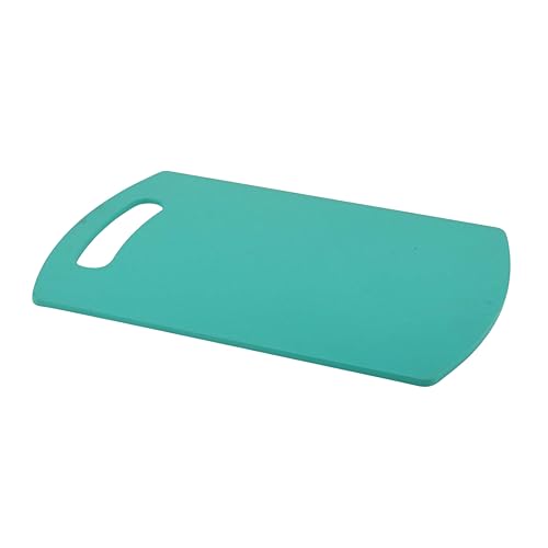 Image of SNKM - Chopping Cutting Board Plastic | with Handle | for Vegetables, Fruits, Meat, Fish, Cheese & Bread | Premium Food Grade, 100% BPA-Free, Dishwasher Safe | Medium, Turquoise Blue, Set of 1