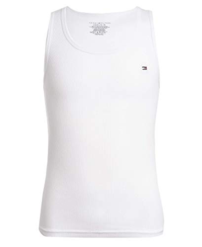 Tommy Hilfiger Big Boy's Boys' Undershirts (Pack of 2) Underwear, White, Large (12/14)