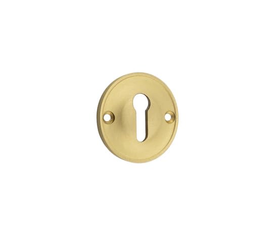 Kooples Hardware 40mm Standard Keyway Escutcheon – Solid Brass Keyhole Cover Plate for Interior & Exterior Doors Classic Lock Trim with Concealed Fixings (Satin Brass)