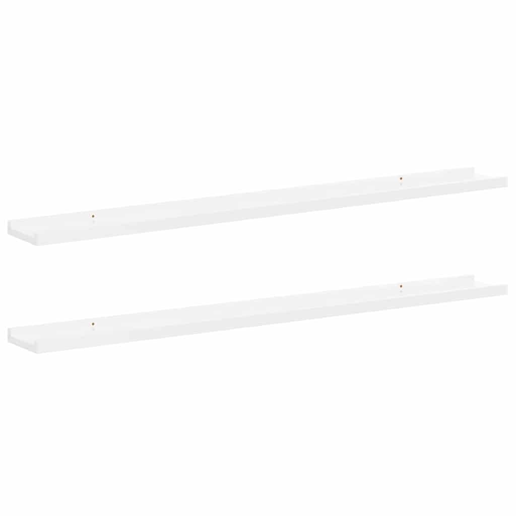 Set di 2 mensole sospese da parete, bianco lucido, 100 x 9 x 3 cm