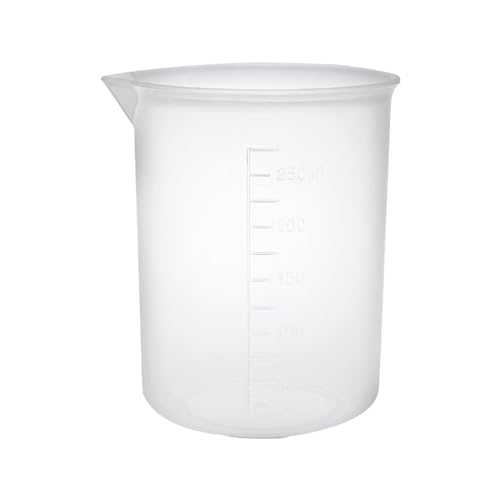 TOP-VIGOR 250ml Plastic Measuring Cups, Transparent Lab Graduated Beakers Liquid Measuring Cups
