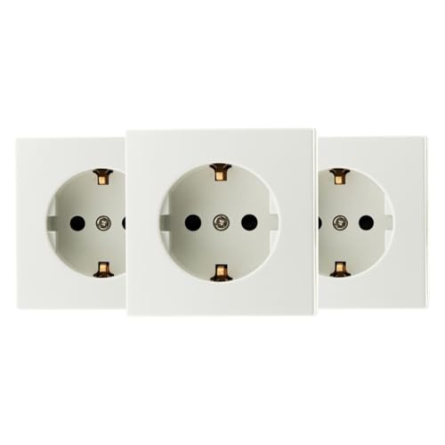 Zenitech, Schuko-Steckdose 16 A, weiß, 3er-Pack, kompatibel mit Standard-Formteilen, abnehmbarer Mechanismus, schnelle und einfache Installation, Aufputzmontage