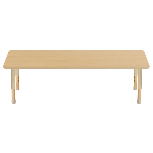 Image of Factory Direct Partners 30 inch x 72 inch Rectangle Kids Classroom Table with Adjustable Chunky Wood Legs