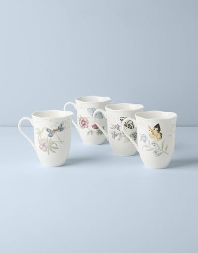 Image of Lenox Butterfly Meadow Porcelain Mug Set for 4, 12oz