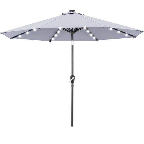Image of ABCCANOPY 10FT Durable Solar Led Patio Umbrellas with 32LED Lights (Gray)