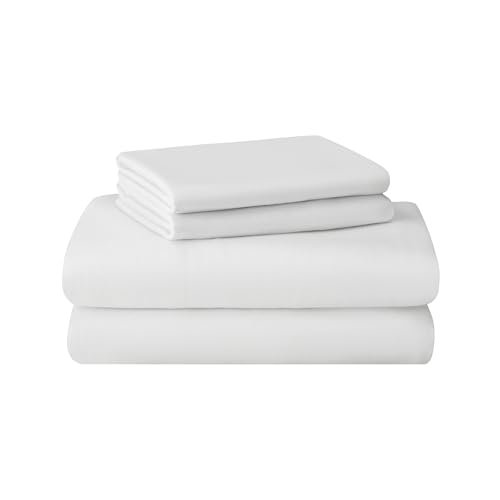 Featherhead 100% Cotton 4PCs Flannel Sheet Set | Double-Brushed for Extra Softness Warm & Breathable Extra Deep Pockets fits Up to 17 (White Full)