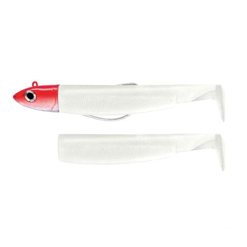 Anzuelo Fiiish Black Minnow de 70 mm (colocar y listo) con cabeza roja y cuerpo blanco
