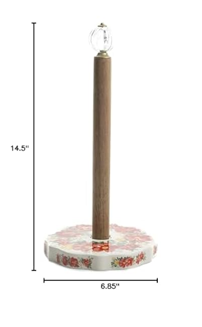 The Pioneer Woman Vintage Floral Paper Towel Holder with Acrylic Knob