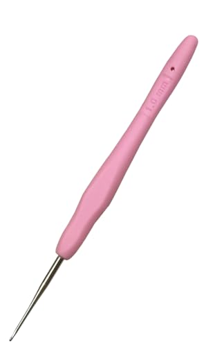 Hobekoee 1mm Lace Crochet Hook Ergonomic Handle for Arthritic Hands Soft & Smooth Knitting Needles for Beginners and Crocheting Yarn