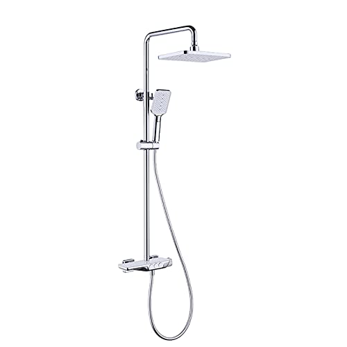 Système de douche thermostatique avec mitigeur de pluie 10 pouces et bec de baignoire mural