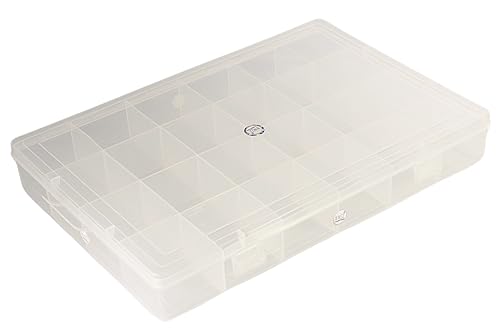 Image of NMII Multipurpose Plastic Storage Box with Partitions | Transparent Organizer with Secure Lid | Ideal for Stationery, Craft Supplies, Tools, and Jewellery, Accessories | Lightweight-(24 Partitions)