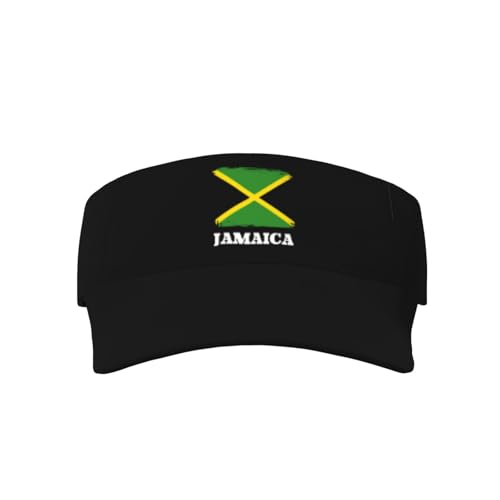 Novelty Jamaican Jamaica Flag Sport Sun Visor Hat Men Women Ball Caps Empty Top Baseball Cap Sun Hats for Golf Walking Black