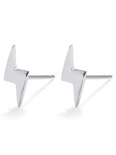 Image of Solid 925 Sterling Silver Stud Earrings for Women & Men, Hypoallergenic 18K Gold Plated & Silver Small Studs, Minimalist Elegant Earrings for Birthday, Party, Daily Gift