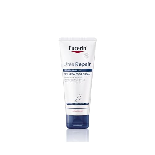 Eucerin UreaRepair Crema de Pies 10% Urea (100 ml), hidratación 48 h para pie, talones y callos, alivio inmediato de la presión, crema para pies secos y agrietados con ceramidas