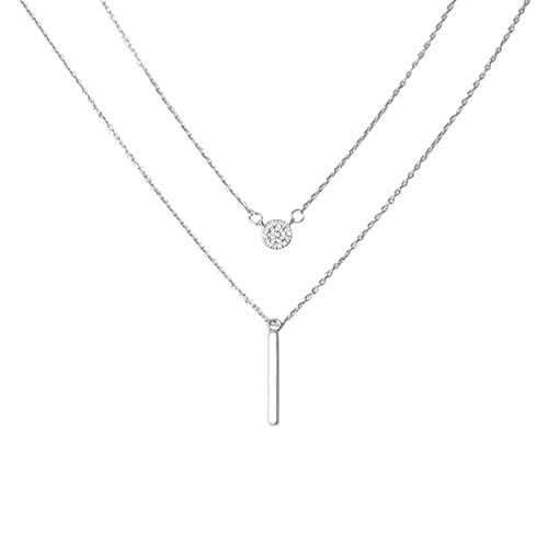 Chaîne de clavicule Argent 925 bijou double couche élégant de tous les jours