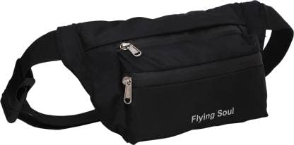 FLYING SOULWaist Pouch Bag for Running, Camping, Travel, Hiking with Water Resistant Zipper (Black)