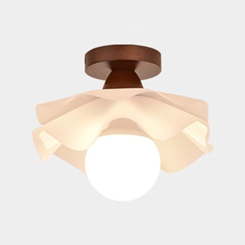 Jadssox luz de techo de madera luz de pasillo, lámparas de techo acrílicas modernas en forma de flor iluminación de techo de montaje semiempotrado, cerca de las luces de techo para el porche de entrad