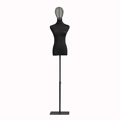 Female Tailors Dummy Mannequin Torso Mannequin Stand,Mannequin Manikins,Female Black Half-Length Bust Dummy Model,Shop Window Wedding Dress Clothing Torso,Adjustable Heig,Medium Head Mould,Head Mould