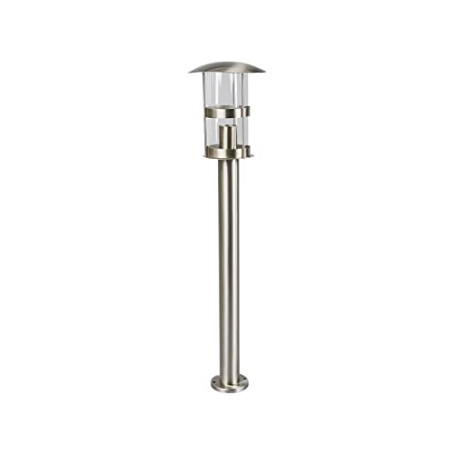 Lindby Luminaire extérieur Noemi (Moderne) en Gris Inox (1 lampe,à E27), Borne lumineuse, luminaire pour socle