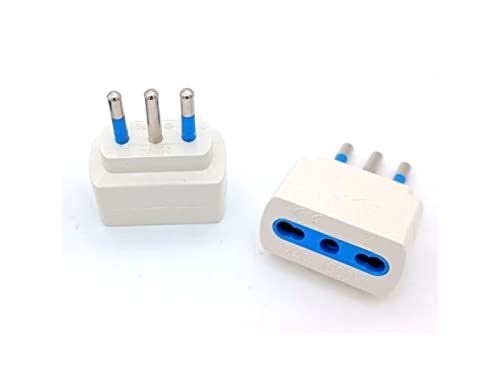 Prometeo Electronics Set da 2 Riduttore con presa bivalente 10/16A a spina piccola 10A Italiana colore bianco