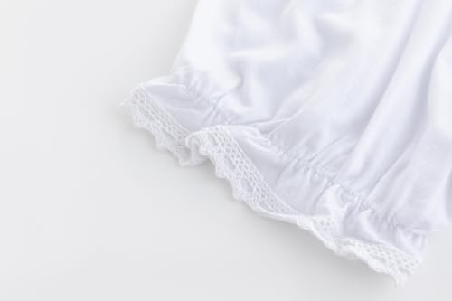 Girls White Nightgown Lace Square Neck Short Sleeve Dress4