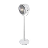 Leiser oszillierender Bodenventilator mit 360° Luftstrom, tragbarer, kabelloser Standventilator für Schlafzimmer, USB-wiederaufladbarer Turmventilator mit verstellbarer Höhe, leise Kühlung (weißgrau)
