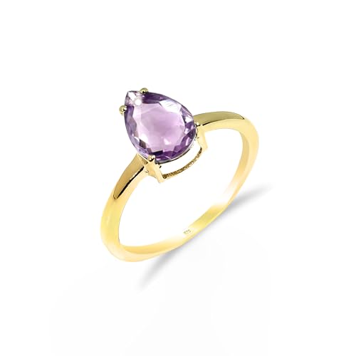 Bague en argent pour femme avec améthyste rose style vintage R-002