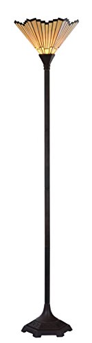 Zhimei Tiffany Style Glass Floor Uplighter, Amber, 17 W