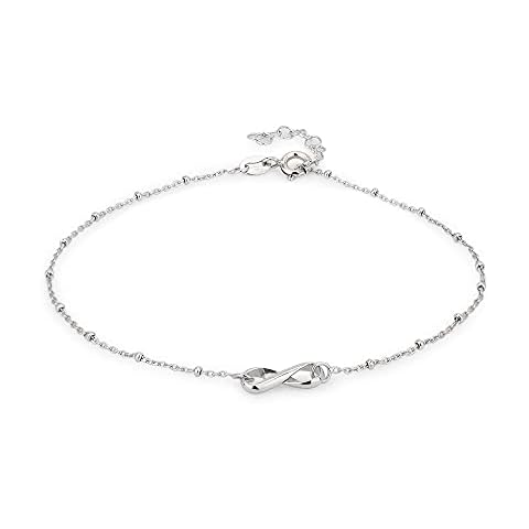 Viash Sterling Silver Jewelry Centered Infinity Charm Anklet in Beaded Chain with Rhodium Plating for Women and Girls Cover