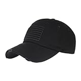 Black American Flag Vintage Distressed Baseball Hat - Nine Line Patriotic Adjustable Breathable Snapback Low Profile Dad Cap for Men or Women