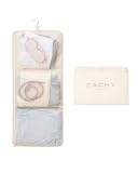 EACHY Hanging Packing Cubes for Travel, 3-Tier Portable Closet Organizer, Hanging Travel Shelves for Suitcase, Ultra-Lightweight Packing Organizer for Clothes, Travel Essentials (Beige, Medium)