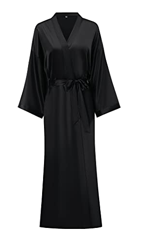 Women's Long Silk Robes Lightweight Long Satin Robes Full Length Sleepwear Dressing Gown4