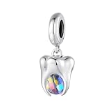 LAMOONY Abalorio de plata de ley 925 con diseño de diente sonriente, dije de salud para aniversario, amor, cumpleaños, pulsera Pandora, plata de ley