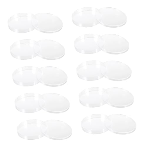 HOMOCONO 20pcs Petri Dish Environmental Friendly Dishes Terrarium Container Culture Plates Clear Container with Lid Round Container with Lid Laboratory Supplies Vials Transparent Plastic